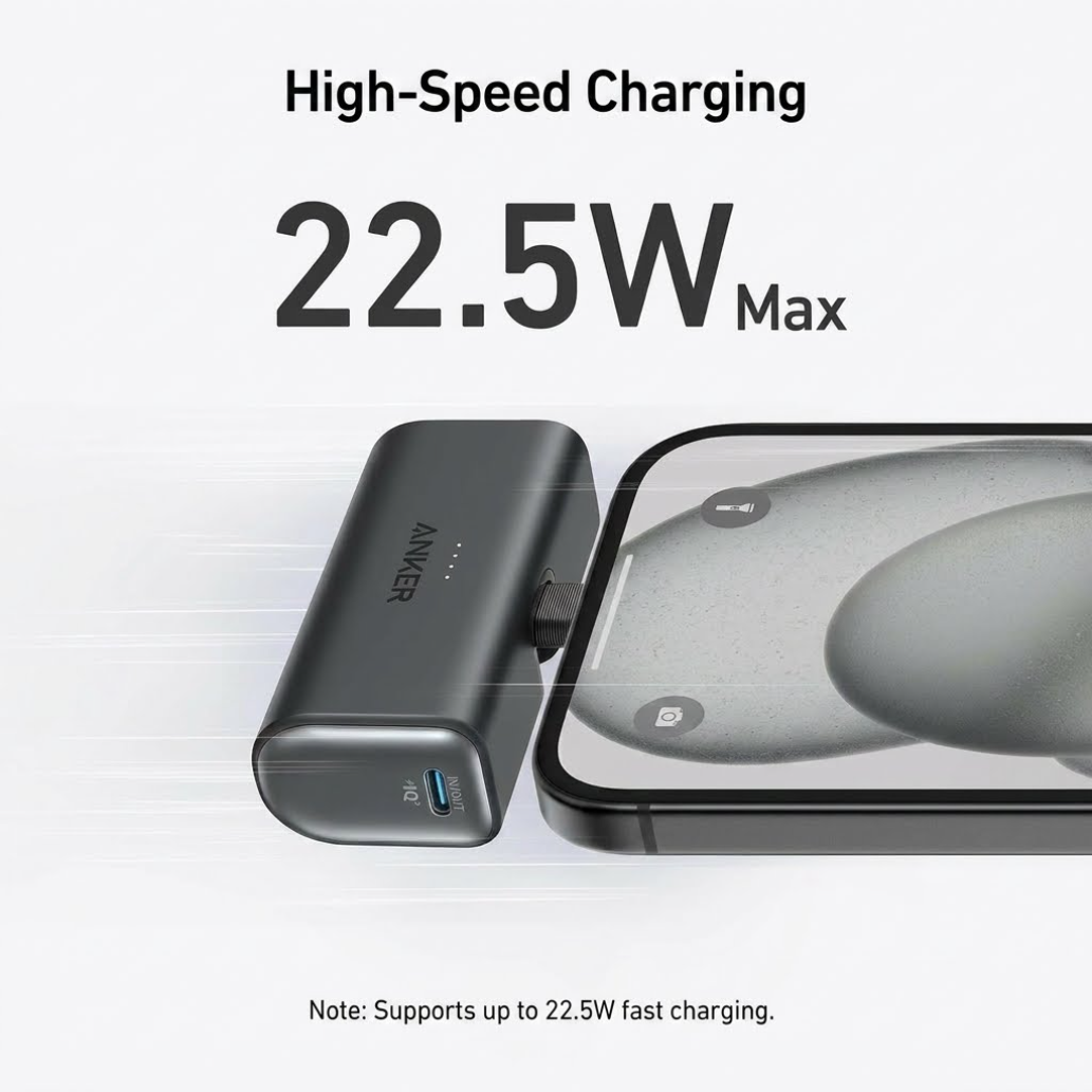 Anker Nano PowerBank (22,5 W, connecteur USB-C intégré) 5 000 mAh