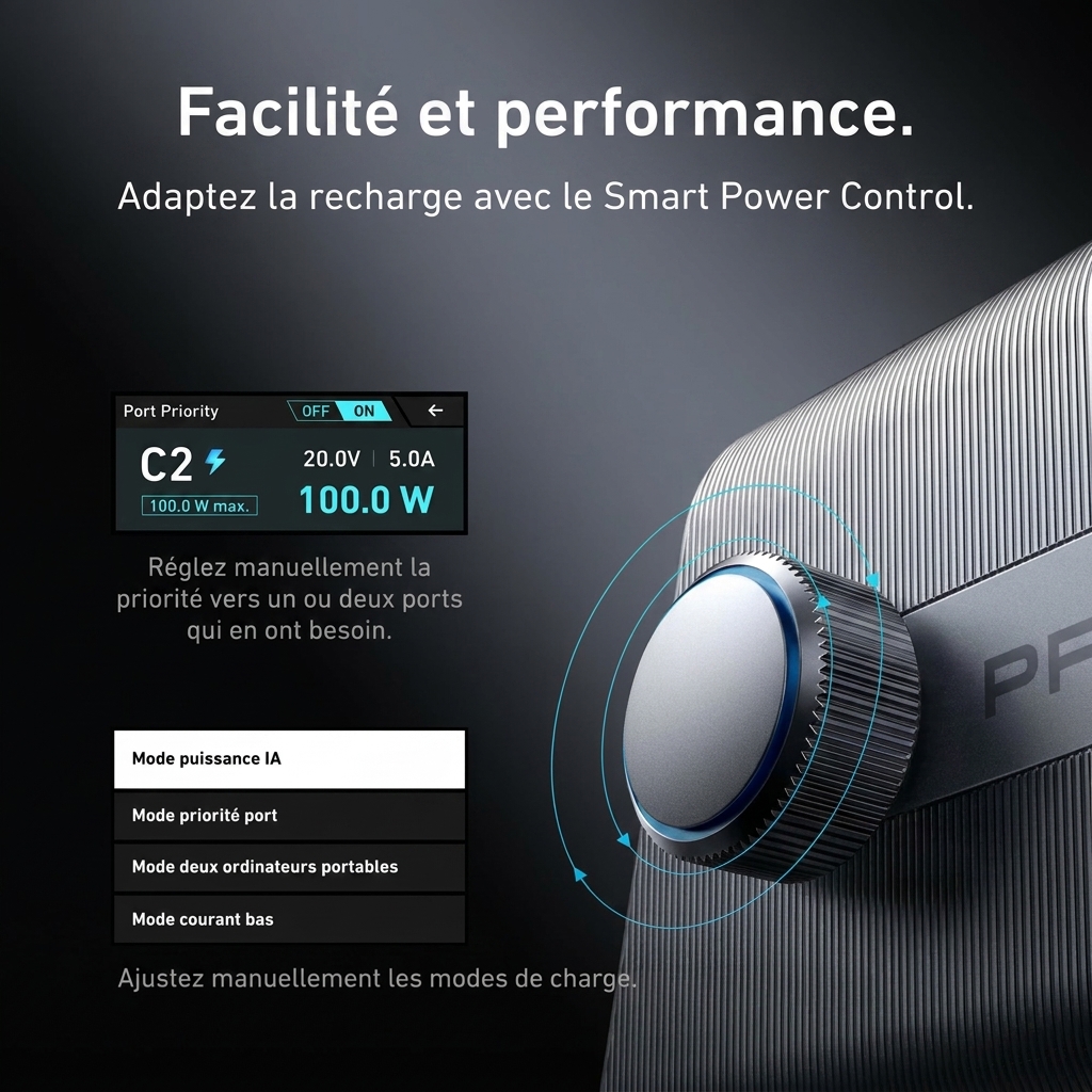 Chargeur de bureau Anker Prime 250W GaNPrime — 6 ports, écran LCD intelligent