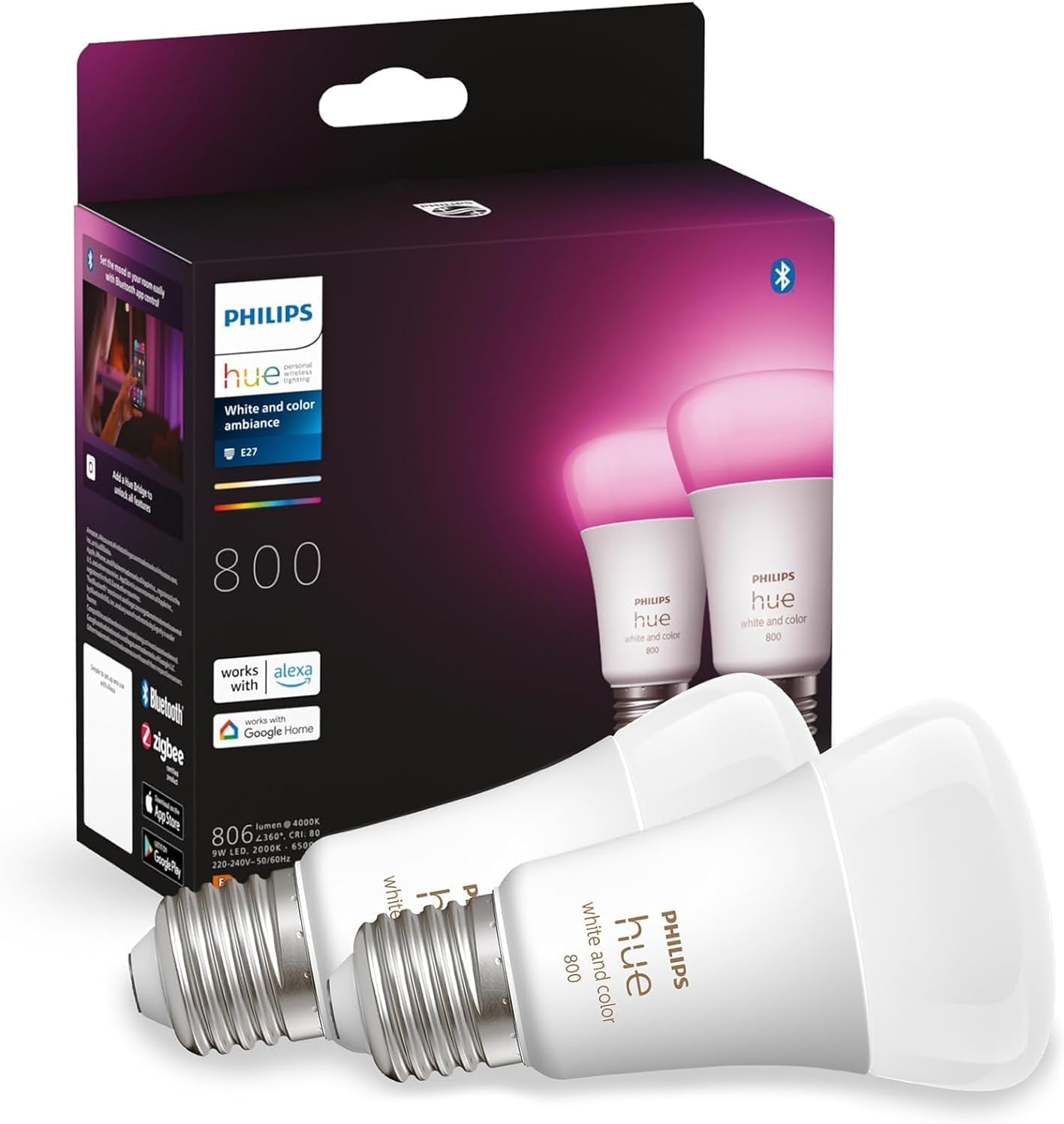 Pack Philips Hue (2 Ampoules Color + 1 Pont Bridge)
